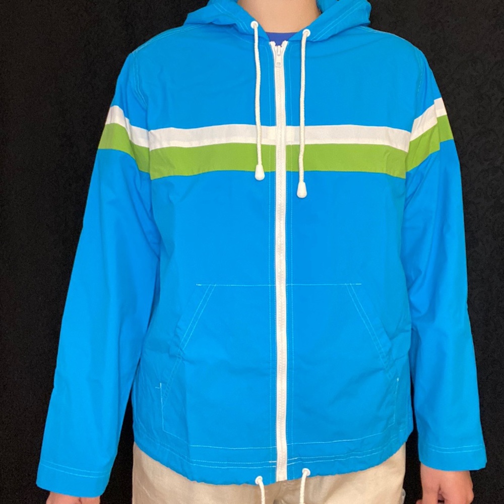 Sag Harbor Vintage 90’s / 2000’s Ocean Blue Green Stripe Windbreaker Size M